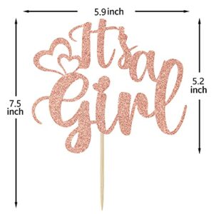 Betalala It’s a Girl Cake Topper,Sweet Baby Girl Decorations,Baby Shower/Gender Reveal Party Decorations,Baby Girls 1st Birthday Party Decoration Supplies Rose Gold Glitter (Corrected)