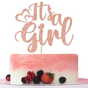 betalala it’s a girl cake topper,sweet baby girl decorations,baby shower/gender reveal party decorations,baby girls 1st birthday party decoration supplies rose gold glitter (corrected)