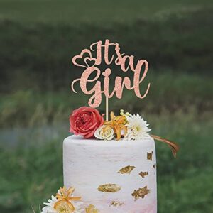 Betalala It’s a Girl Cake Topper,Sweet Baby Girl Decorations,Baby Shower/Gender Reveal Party Decorations,Baby Girls 1st Birthday Party Decoration Supplies Rose Gold Glitter (Corrected)