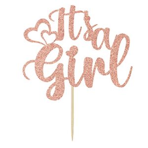 Betalala It’s a Girl Cake Topper,Sweet Baby Girl Decorations,Baby Shower/Gender Reveal Party Decorations,Baby Girls 1st Birthday Party Decoration Supplies Rose Gold Glitter (Corrected)