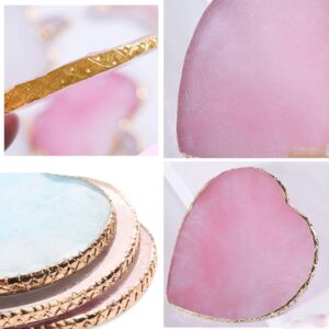 SUKPSY Resin Nail Art Plate Palette,Makeup Palettes,Gel Polish Color Mixing Plate Drawing Painting Color Palette,Golden Edge Heart Shaped Nail Art Display Holder