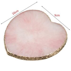 SUKPSY Resin Nail Art Plate Palette,Makeup Palettes,Gel Polish Color Mixing Plate Drawing Painting Color Palette,Golden Edge Heart Shaped Nail Art Display Holder