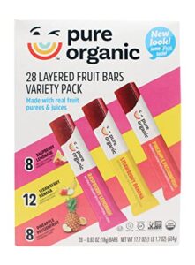 pure organic layered fruit bars variety pack 28 count (pack of 1).