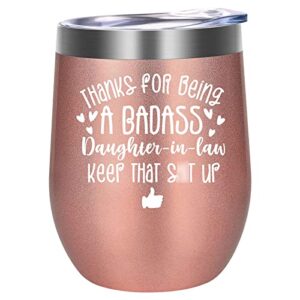 fairy's gift funny dil wine tumbler cup, daughter in law gifts from mother in law - daughter in law birthday gifts, badass best daughter in law mothers day gifts, future daughter in law gift