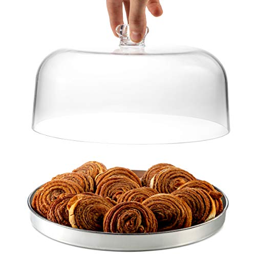 Godinger Cake Stand, Cake Plate Server with Dome, Galvanized Metal Serving Tray and Shaterproof Acrylic Lid