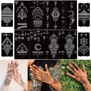 divawoo 12 sheet henna tattoo stencils, hand temporary tattoo stickers, indian arabian self adhesive tattoo templates