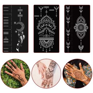 DIVAWOO 12 Sheet Henna Tattoo Stencils, Hand Temporary Tattoo Stickers, Indian Arabian Self Adhesive Tattoo Templates