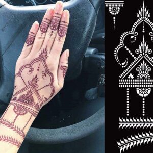 DIVAWOO 12 Sheet Henna Tattoo Stencils, Hand Temporary Tattoo Stickers, Indian Arabian Self Adhesive Tattoo Templates