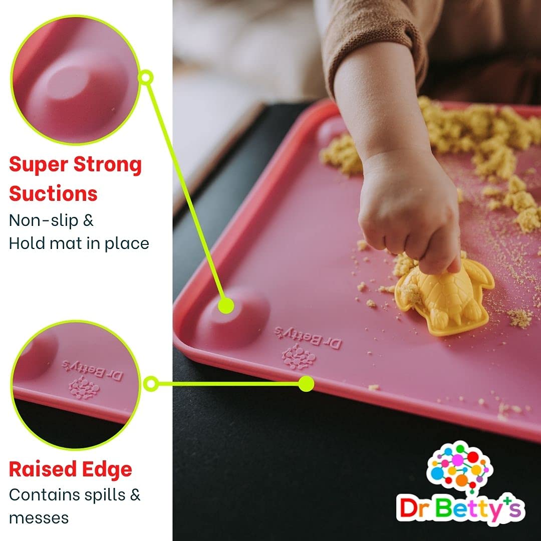 Dr. Betty’s - Food Grade Silicone Placemat/Play Mat with Super Suction and Raised Edges to Contain Messes for Babies + Toddlers + Kids | Non-Slip, Dishwasher Safe (Lavender)