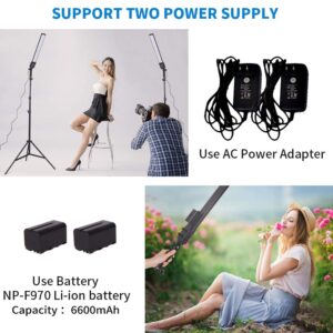 GSKAIWEN LED Video Light Battery Powered Photography Light Portable Handheld Wand,Dimmable 2800-5500K Photo Studio Light Kit with NP-970 Li-ion Battery and Stand for Portrait, YouTube,Outdoor Video