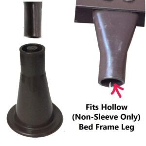 JSP Manufacturing Black Plastic 3-5/8” Bed Frame Feet/Glide Leg | Tall Cone Shaped Replacement Legs (4)