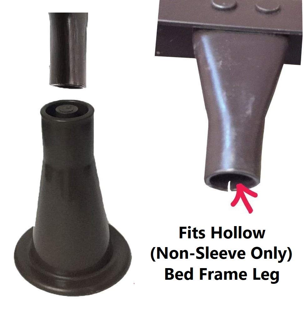 JSP Manufacturing Black Plastic 3-5/8” Bed Frame Feet/Glide Leg | Tall Cone Shaped Replacement Legs (4)
