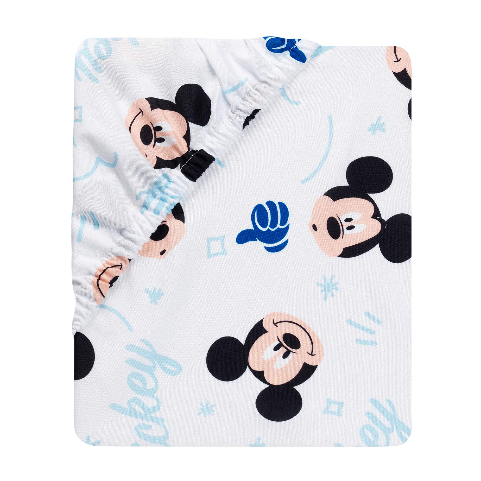 Lambs & Ivy Disney Baby Forever Mickey Mouse White Fitted Crib Sheet