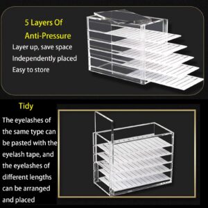 LXIANGN Acrylic 5 Layers Clear Eyelash Storage Box Lash Display Organizer Eyelash Storage Tray for Grafting Lash Extension