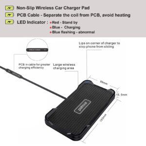 Wireless Charger, POLMXS 15W Wireless car Charger Charging pad Non-Slip Wireless Phone Charger Fast Charger pad Android Wireless Charging mat Cordless Cell Phone Charger galaxyS21S20S9S8 NOTE10(C12)