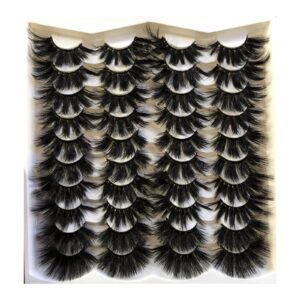pooplunch false eyelashes 25mm faux mink lashes 20 pairs pack fluffy dramatic long thick fake eye lashes wholesale bulk