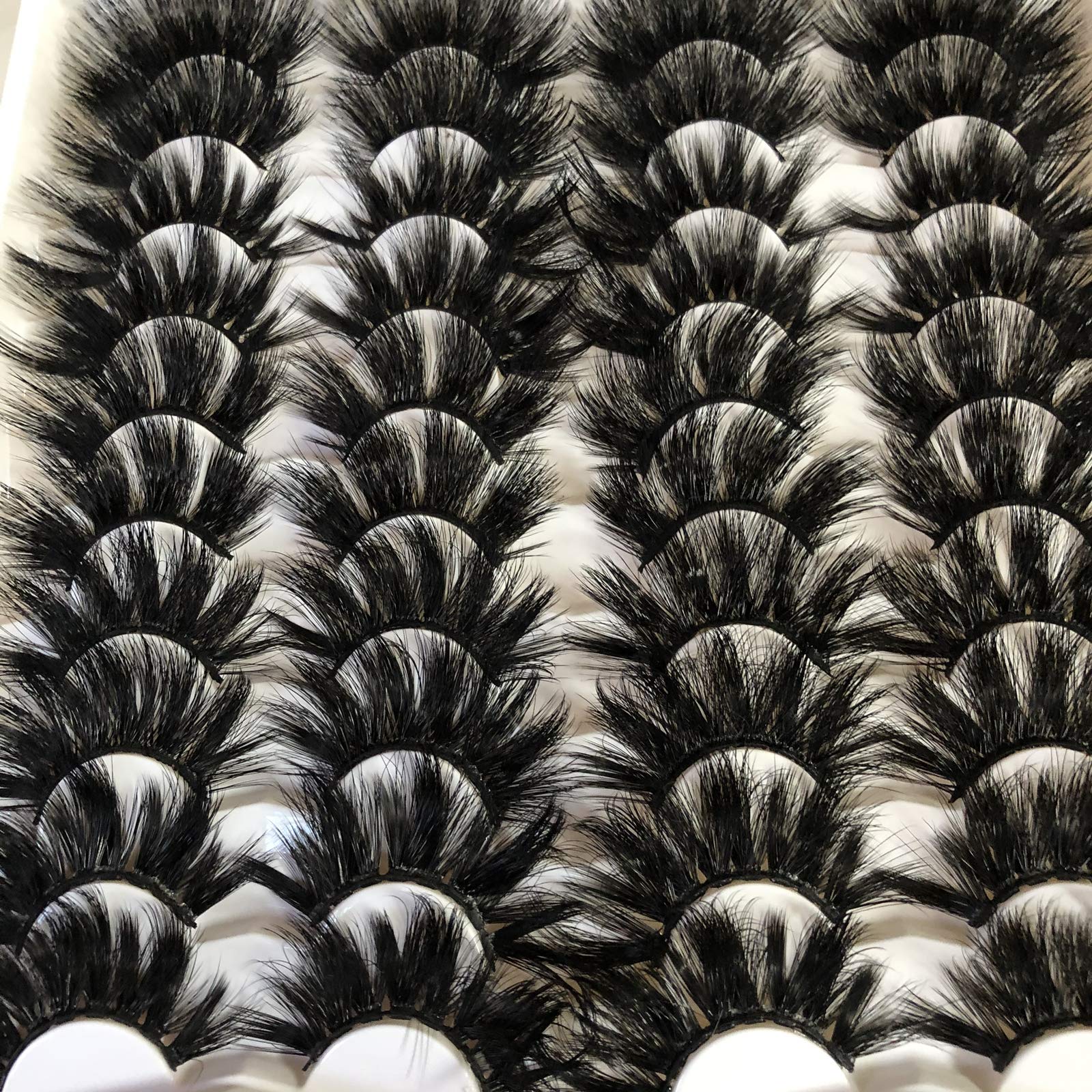 Pooplunch False Eyelashes 25MM Faux Mink Lashes 20 Pairs Pack Fluffy Dramatic Long Thick Fake Eye Lashes Wholesale Bulk