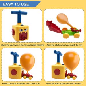 Balloon Launcher car Toy Set - Balloon Racers Toy with Pump, Balloon Powered, with Rocket Launch kit and Extra Balloons (Yellow Duck)