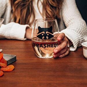 Raccoon "Trashed" Stemless Wine Glass | Holds 20 Ounces