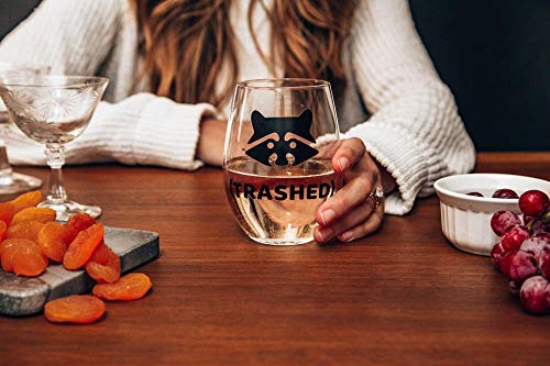 Raccoon "Trashed" Stemless Wine Glass | Holds 20 Ounces