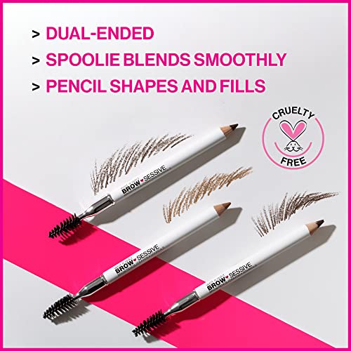 wet n wild Brow-Sessive Brow Pencil, Ultra-Precise Dual Ended Spoolie Brush for Perfect Buildable Blendable Shaping, Natural Lasting Shades for Every Brow, Cruelty-Free & Vegan - Dark Brown(Packaged)