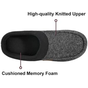 ULTRAIDEAS Men's Nealon Moccasin Clog Slipper, Slip on Indoor/Outdoor House Shoes(Black/Gray, 9-10)