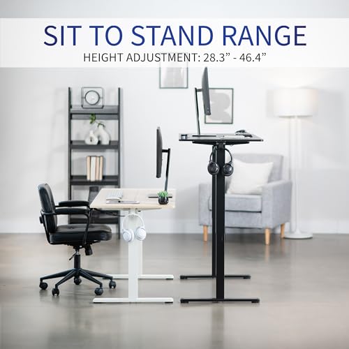 VIVO Electric 55 x 24 inch Stand Up Desk, Height Adjustable Standing Home & Office Workstation with Memory Controller, Rustic Vintage Brown Top, Black Frame, DESK-E155TN