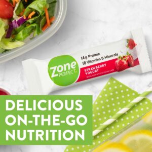 ZonePerfect Protein Bars, 18 vitamins & minerals, 14g protein, Nutritious Snack Bar, Strawberry Yogurt, 36 Bars