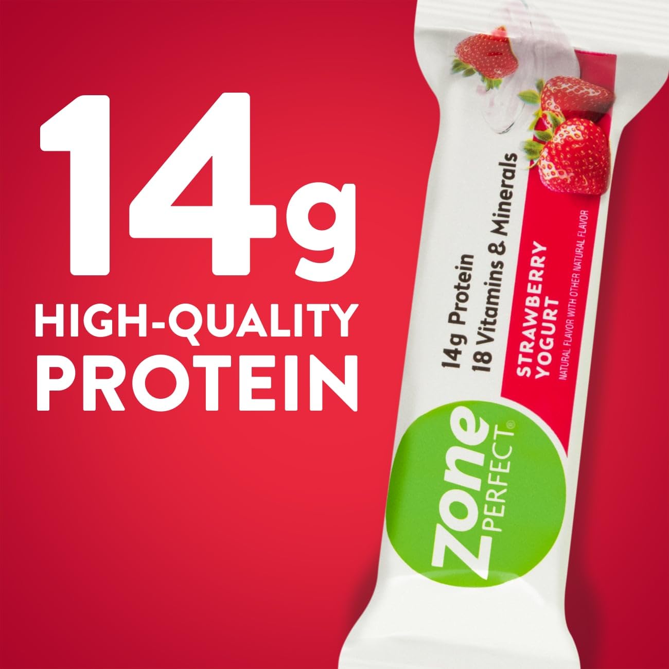 ZonePerfect Protein Bars, 18 vitamins & minerals, 14g protein, Nutritious Snack Bar, Strawberry Yogurt, 36 Bars