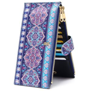 badiya womens wallet rfid blocking bifold multi card holder wallets large capacity cellphone purse with zipper pocket gift