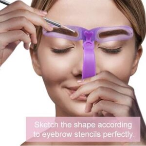 Eyebrow Stamp Stencil Kit, 8 Styles Eyebrow Stencils with Handle and Strap,Reusable and Washable,for Beginners and Professionals with 1 Eyebrow Pencil