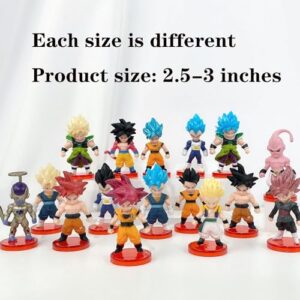 Dragon Ball Z 16-Piece Action Figure Set, 3-inch Collectibles for Cake Toppers & Party Favors