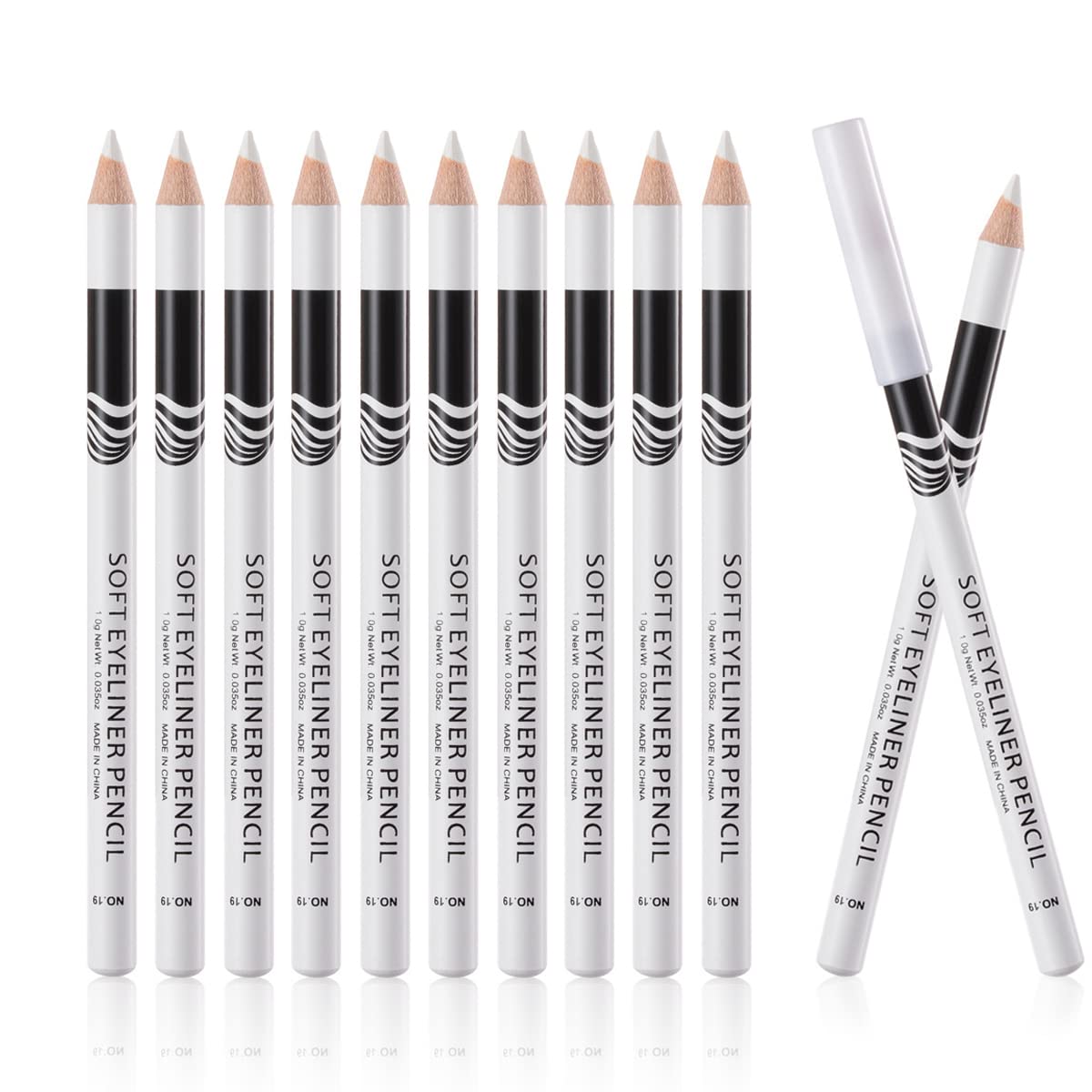 MEICOLY 12 Packs White Eyeliner Pencil Smooth Waterproof Long Lasting Highlight Silkworm Eye Liner Pen Brighten Eyebrow Makeup