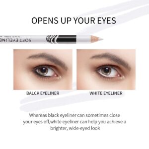 MEICOLY 12 Packs White Eyeliner Pencil Smooth Waterproof Long Lasting Highlight Silkworm Eye Liner Pen Brighten Eyebrow Makeup