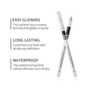 MEICOLY 12 Packs White Eyeliner Pencil Smooth Waterproof Long Lasting Highlight Silkworm Eye Liner Pen Brighten Eyebrow Makeup