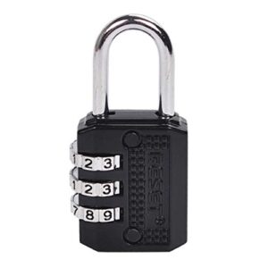 reset-071 3 digit small combination lock tiny padlock for mini locker box luggage suitcase backpack black