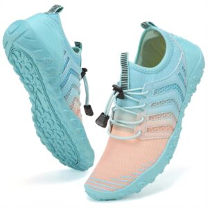 watelves water shoes mens womens beach swim shoes quick-dry aqua socks pool shoes for surf yoga water aerobics (g-pink/blue, 39)