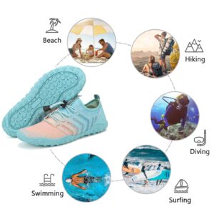 WateLves Water Shoes Mens Womens Beach Swim Shoes Quick-Dry Aqua Socks Pool Shoes for Surf Yoga Water Aerobics (G-Pink/Blue, 39)