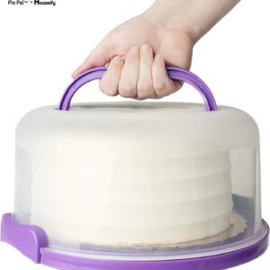 Houseify Purple PIE PAL, Pie & Cake Carrier w/Flat Handle & Domed Lid for Tall Pies & Cakes, Cupcake Storage, Plus Veggie/Fruit/Nut Tray, Fits 9 In. Cakes & Pies