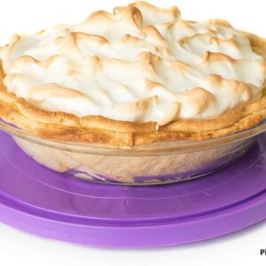 Houseify Purple PIE PAL, Pie & Cake Carrier w/Flat Handle & Domed Lid for Tall Pies & Cakes, Cupcake Storage, Plus Veggie/Fruit/Nut Tray, Fits 9 In. Cakes & Pies