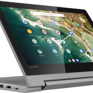 Lenovo 2021 Chromebook Flex 11" 2-in-1 Convertible Laptop, 11.6-Inch HD Touch Screen, MediaTek MT8173C Quad-Core Processor, 4GB RAM, 32GB eMMC, Webcam, USB Type C, Chrome OS, Fairywren Card
