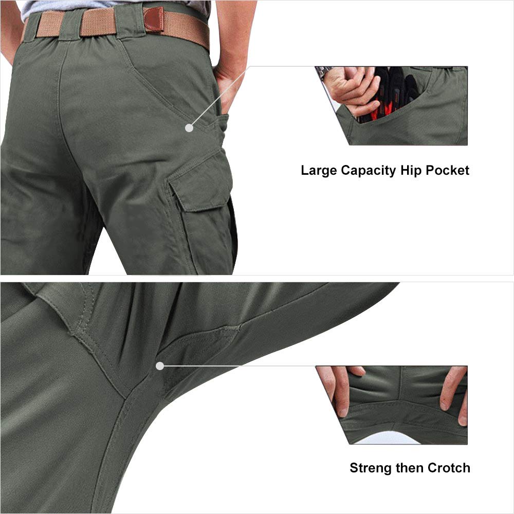 FEDTOSING Tactical Pants for Men with 9 Pockets Cotton Cargo Work Military Trousers Stretch Hiking Combat Rip-Stop Pants Green 42x30