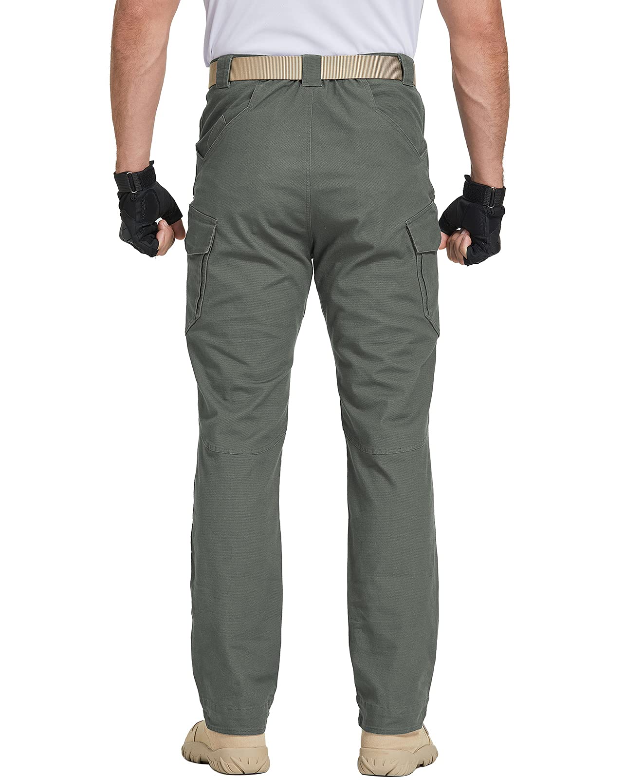 FEDTOSING Tactical Pants for Men with 9 Pockets Cotton Cargo Work Military Trousers Stretch Hiking Combat Rip-Stop Pants Green 42x30