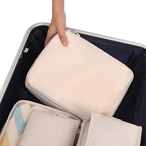 BAGAIL 8 Set Packing Cubes Luggage Packing Organizers for Travel Accessories-Cream