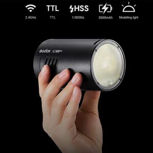 Godox AD100Pro 100Ws TTL 2.4G 1/8000 HSS Outdoor Flash Light, 2600mAh Battery 0.01-1.5s Recycling,with Three-Color Diffusers