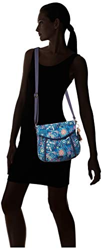 Sakroots Foldover Crossbody Bag in Eco-Twill with Adjustable Strap, Royal Blue Seascape