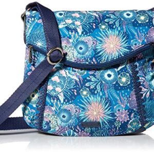 Sakroots Foldover Crossbody Bag in Eco-Twill with Adjustable Strap, Royal Blue Seascape