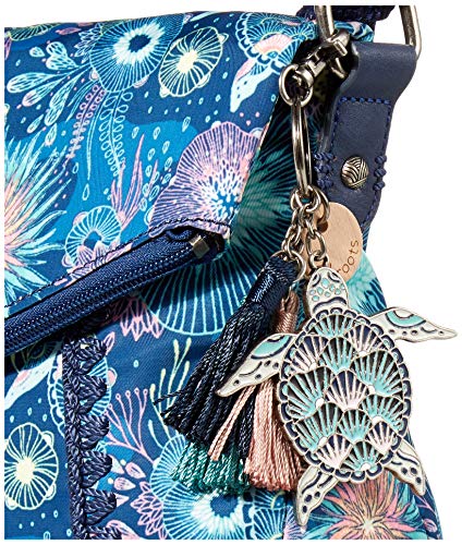 Sakroots Foldover Crossbody Bag in Eco-Twill with Adjustable Strap, Royal Blue Seascape