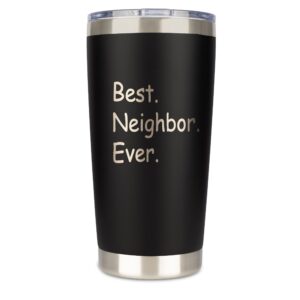 jenvio neighbor gifts | laser engraved stainless steel travel tumbler with lid and 2 straws | housewarming new ideas going away thank you valentine's day (20 ounce)