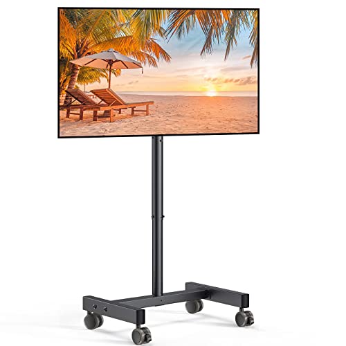 Perlegear Mobile TV Cart, Rolling TV Stand for 13-50 inch TVs with 30° Tilt Universal TV Cart for LED/LCD/OLED TV Height Adjustable Floor TV Stand Holds 44lbs Portable Monitor Stand Max VESA 200x200mm